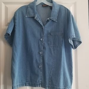 Faded Glory short sleeve jean button down